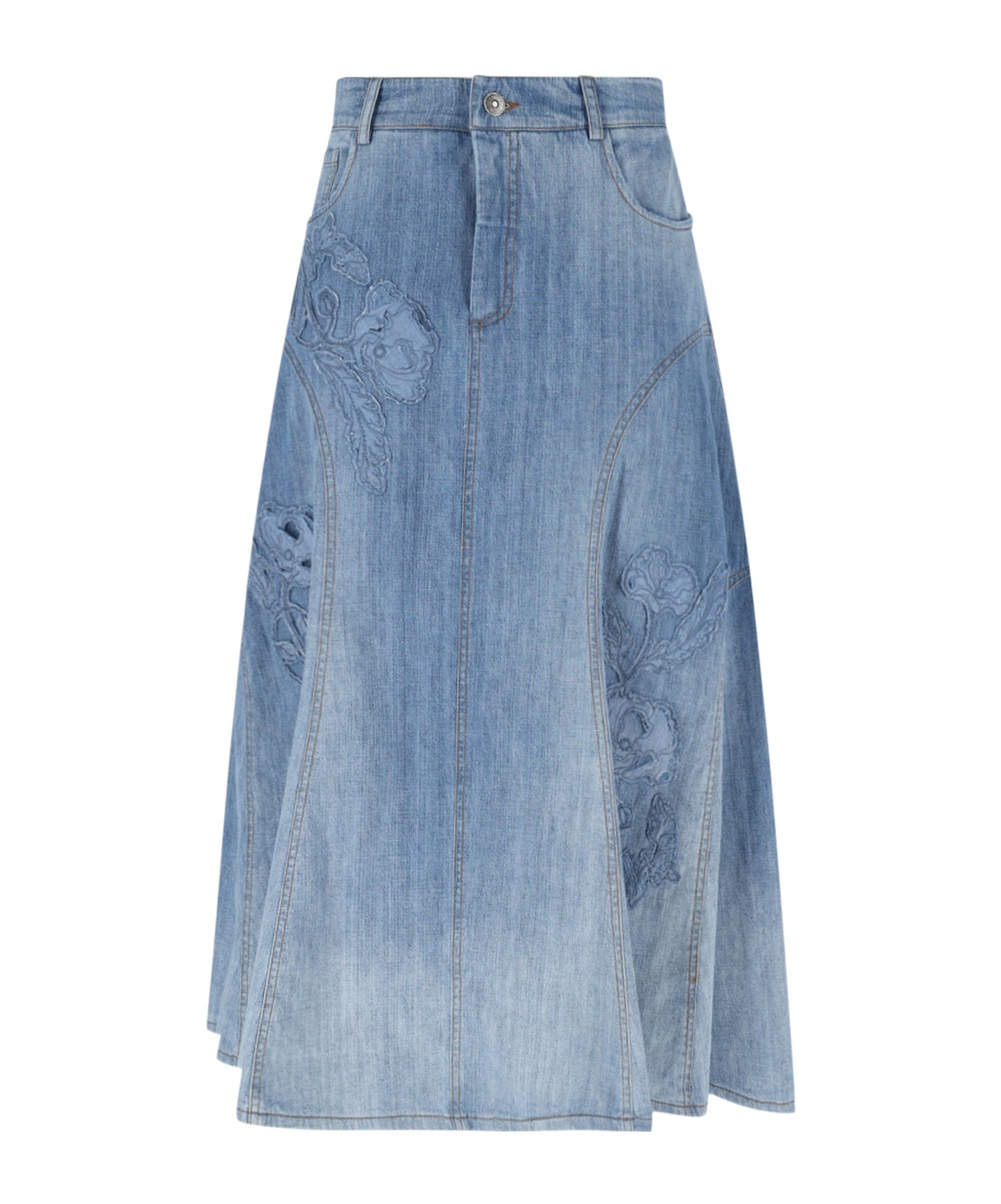 Ermanno Scervino Flared Midi Skirt In Blue