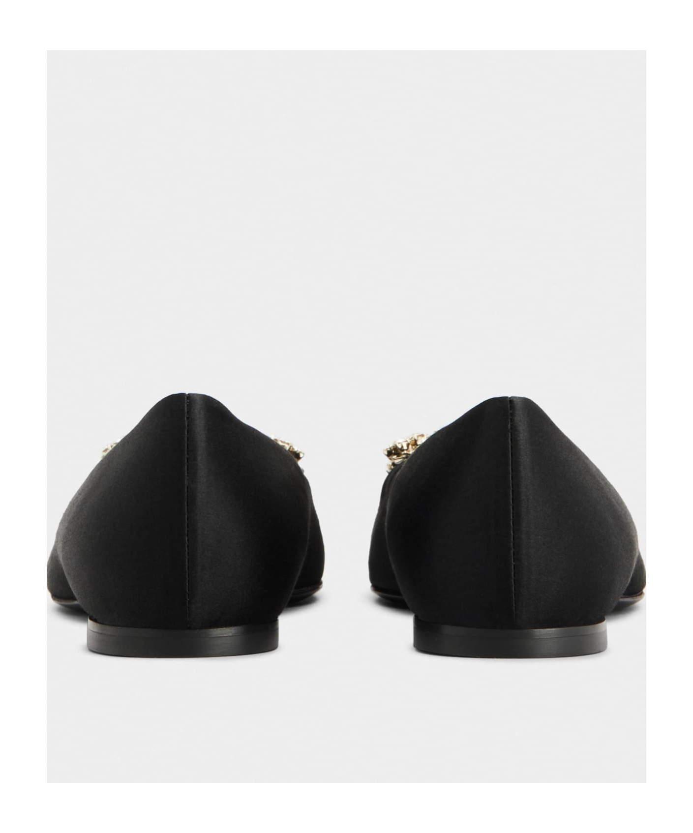 Roger Vivier Crystal-embellished Satin Point-toe Flats In Black