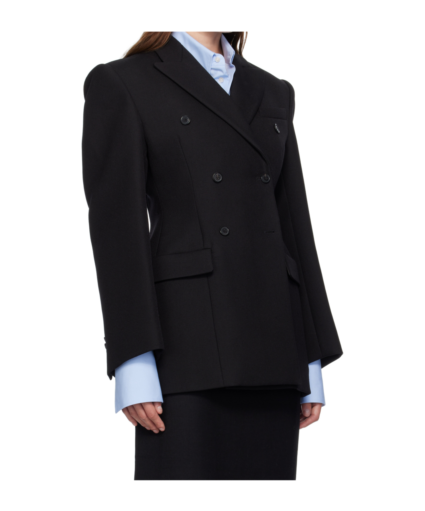 Wardrobe.nyc Contour Double-breasted Blazer In Black