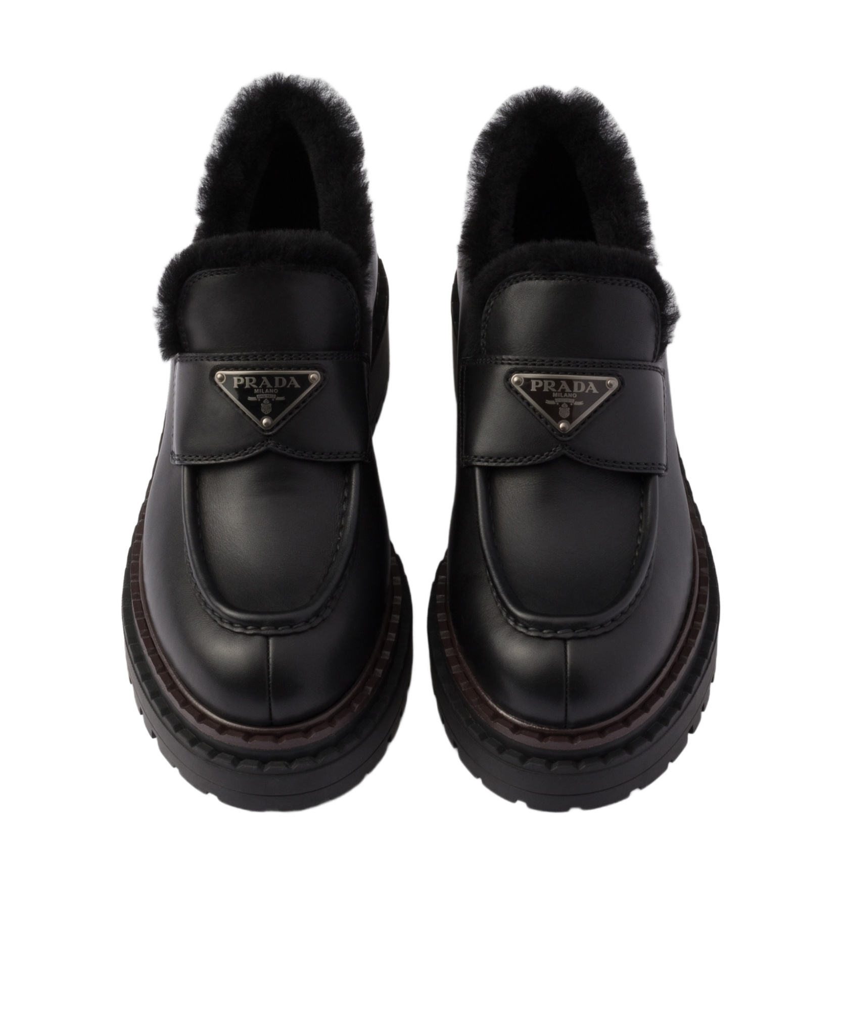 Prada Logo Loafers In Black