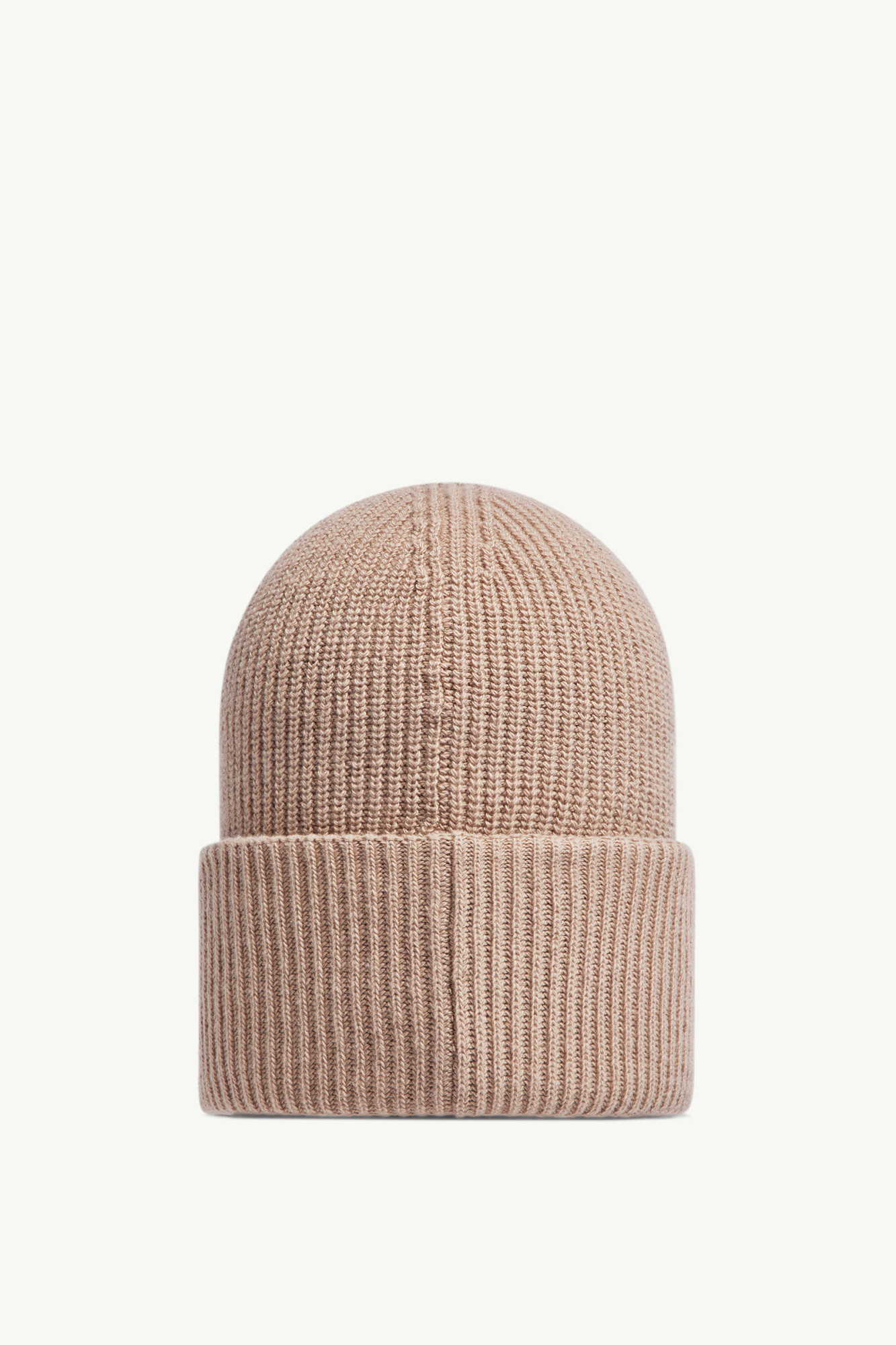 Moncler Beige Ribbed Texture Beanie Hat In Pink