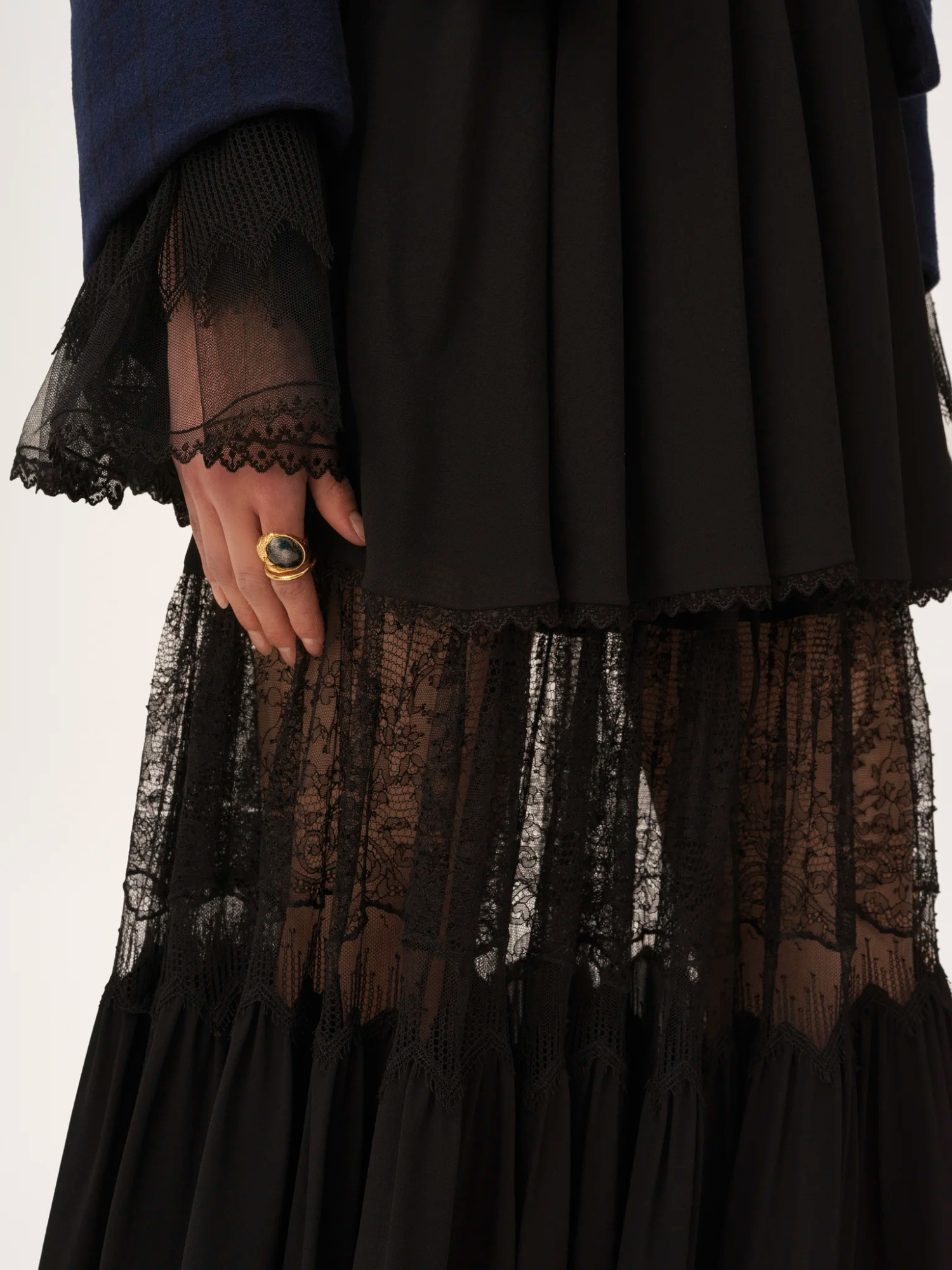 Chloé Chloe Lace-embellished Silk-chiffon Maxi Skirt In Black