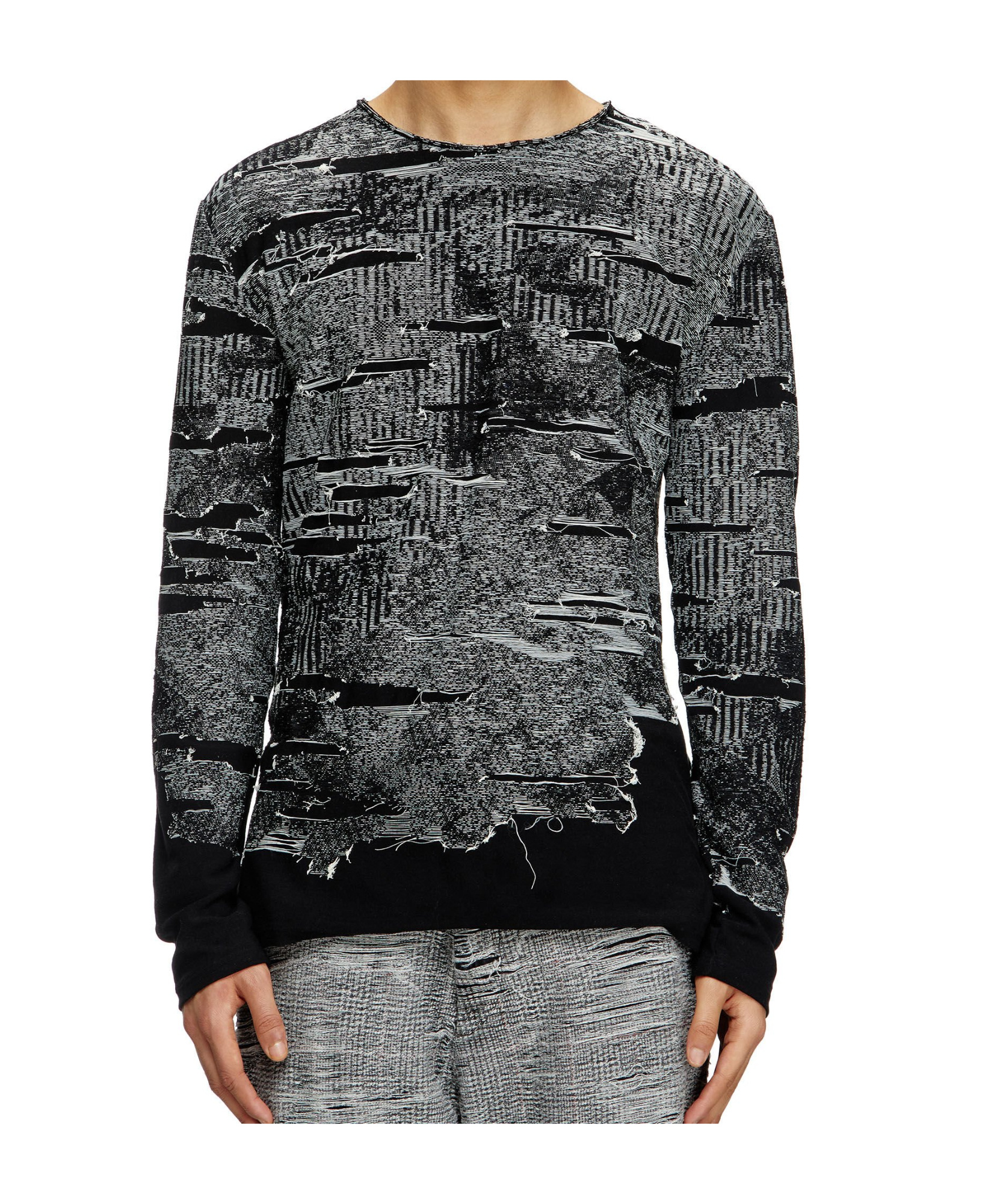 Diesel Jumper With Engineered Distressing In Black