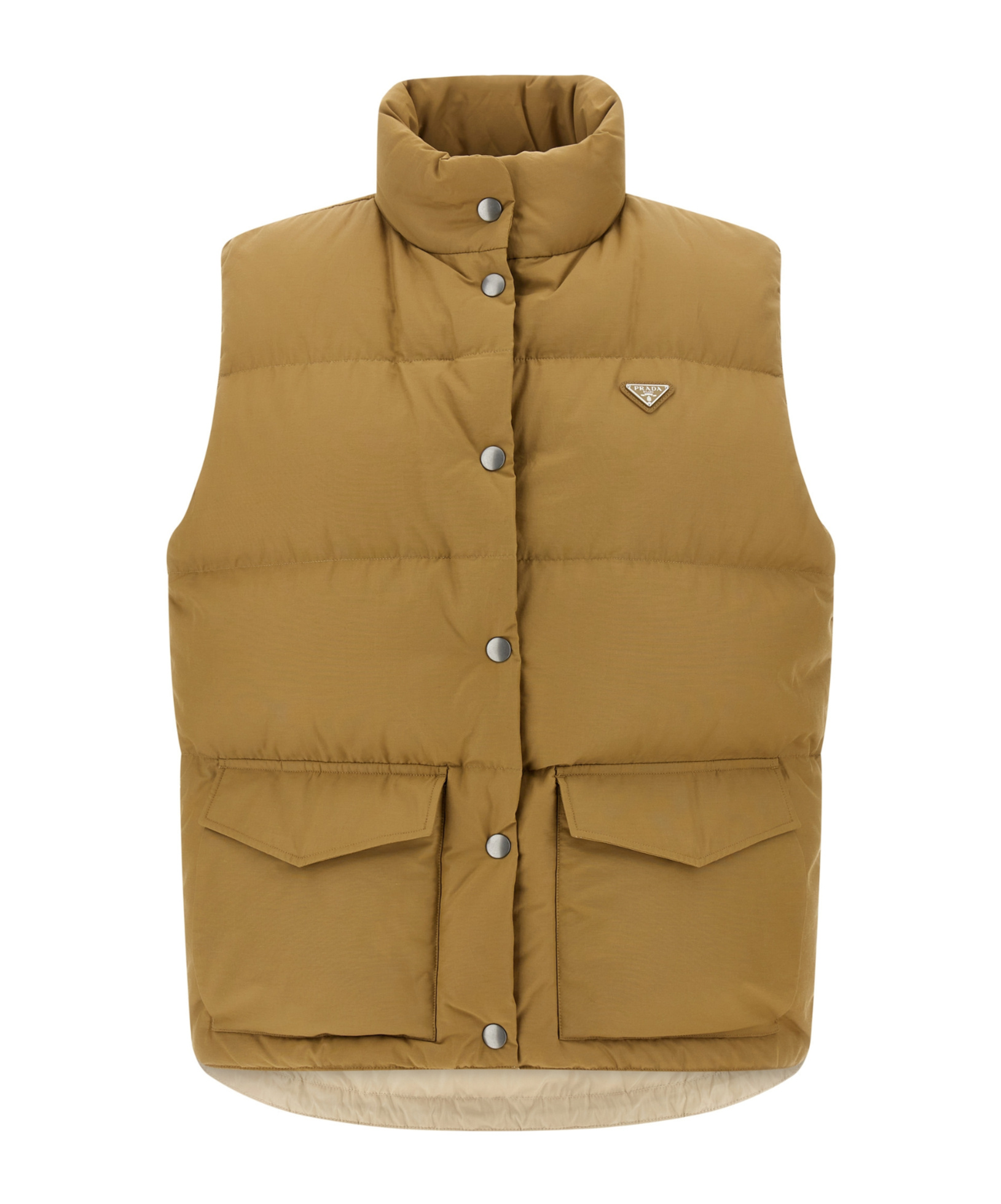 Prada Sleeveless Cotton Coat In Brown