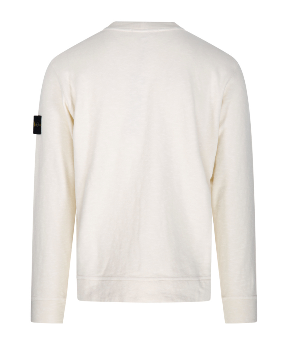 Stone Island Ivory Wool Blend Crewneck Sweater In White