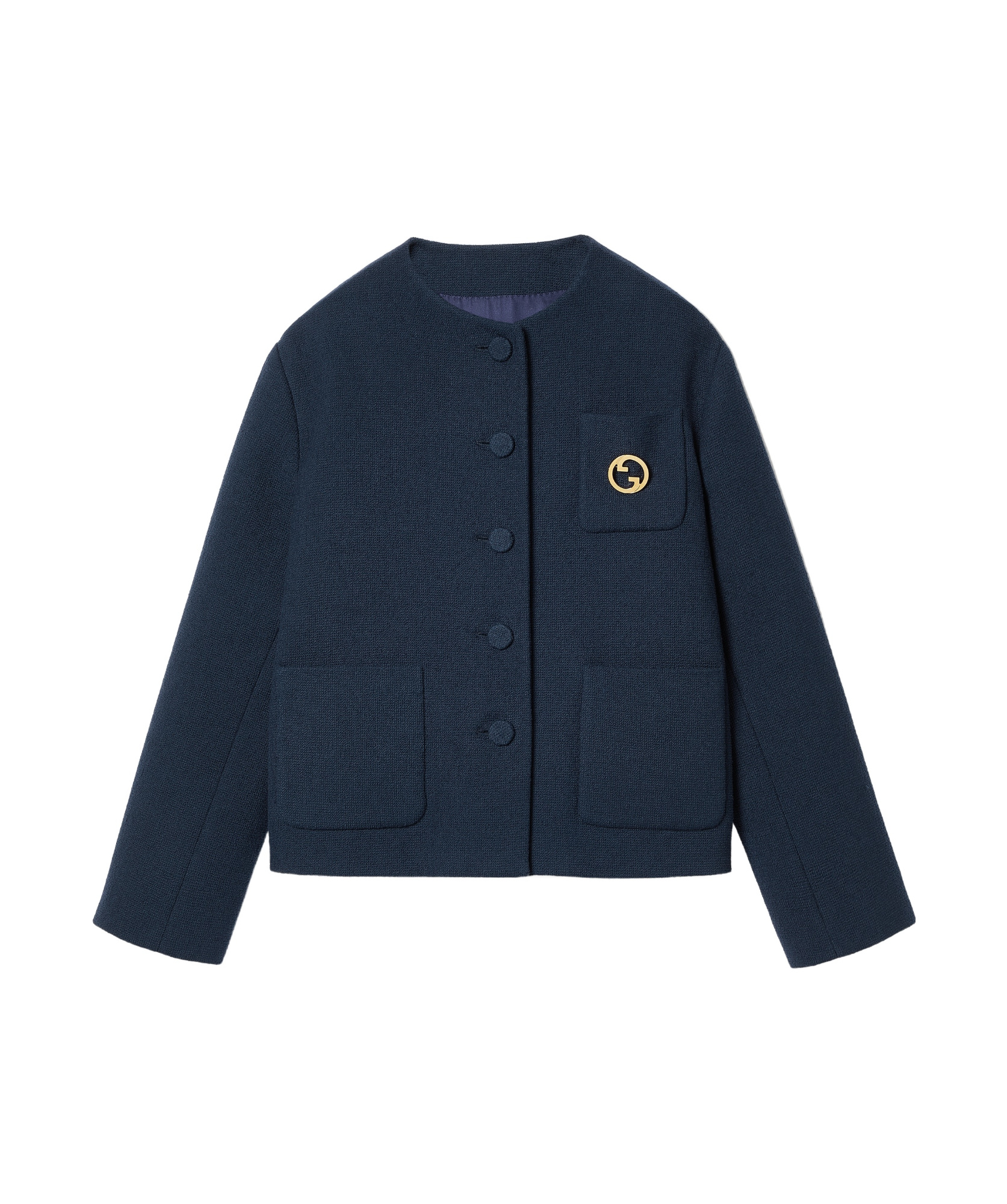 Gucci Cotton Tweed Jacket With Brooch In Black