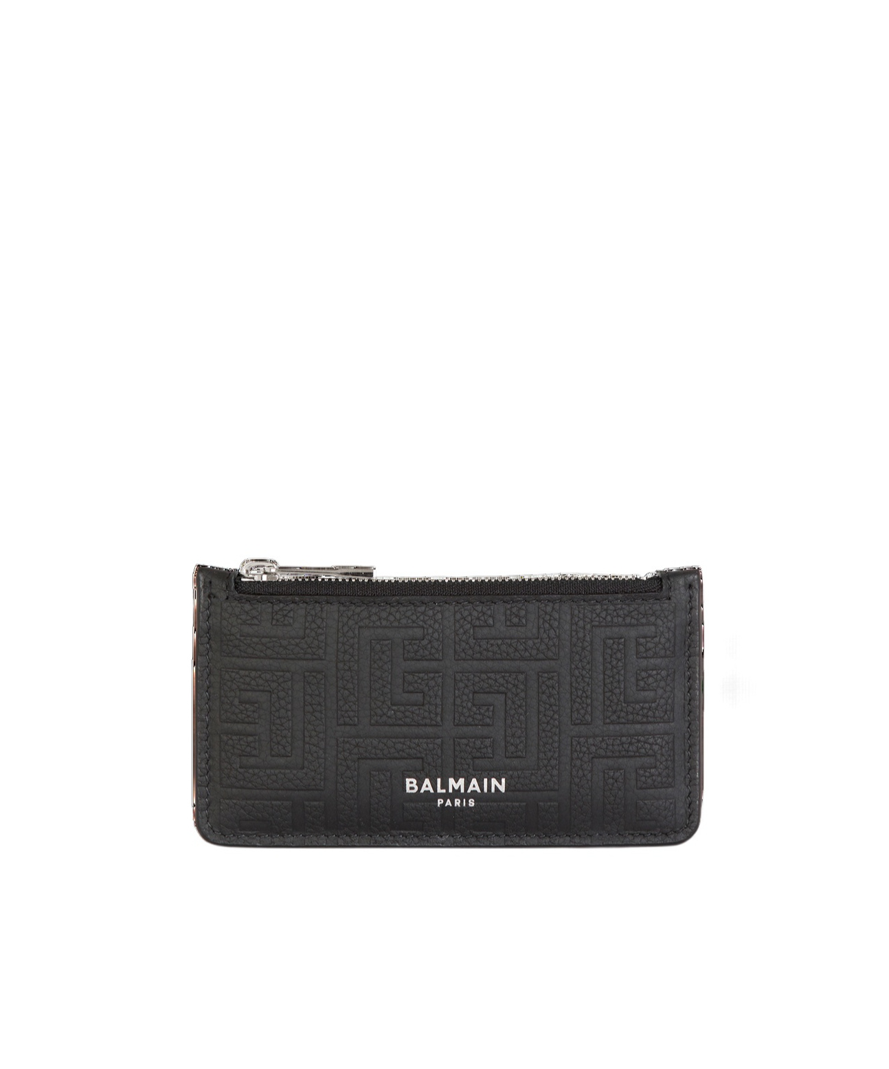 Balmain Monogram-embossed Leather Cardholder In Black