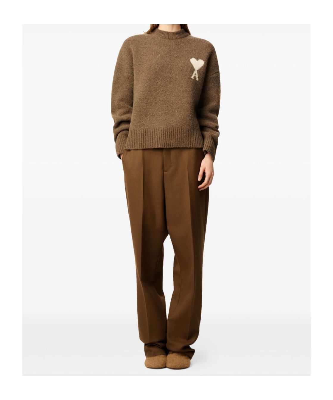 Ami Alexandre Mattiussi Long-sleeved Sweater In Brown