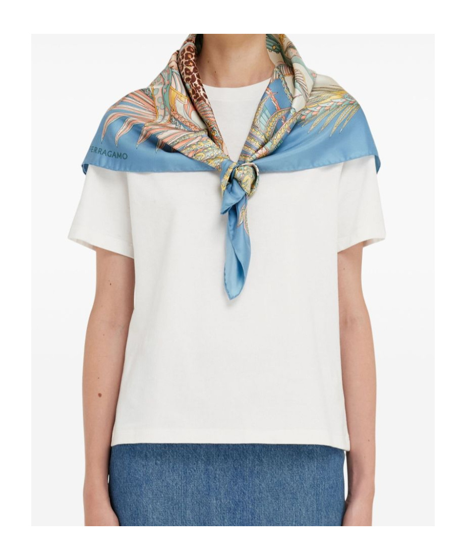 Ferragamo Leopard Print Silk Scarf In Multicolor