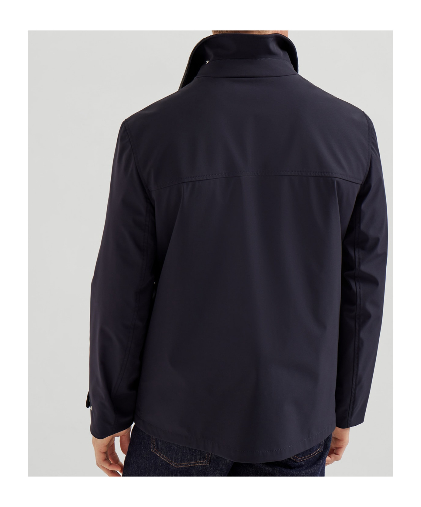 Brunello Cucinelli Stretch Coated Nylon Field Jacket In Blue