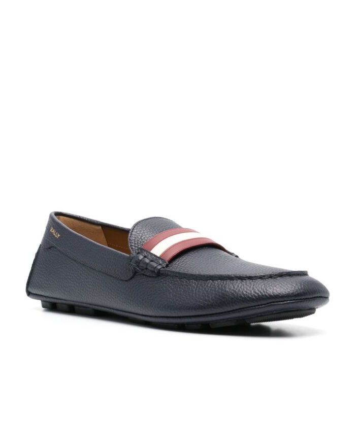 Bally Textured Leather Moccasin In Black