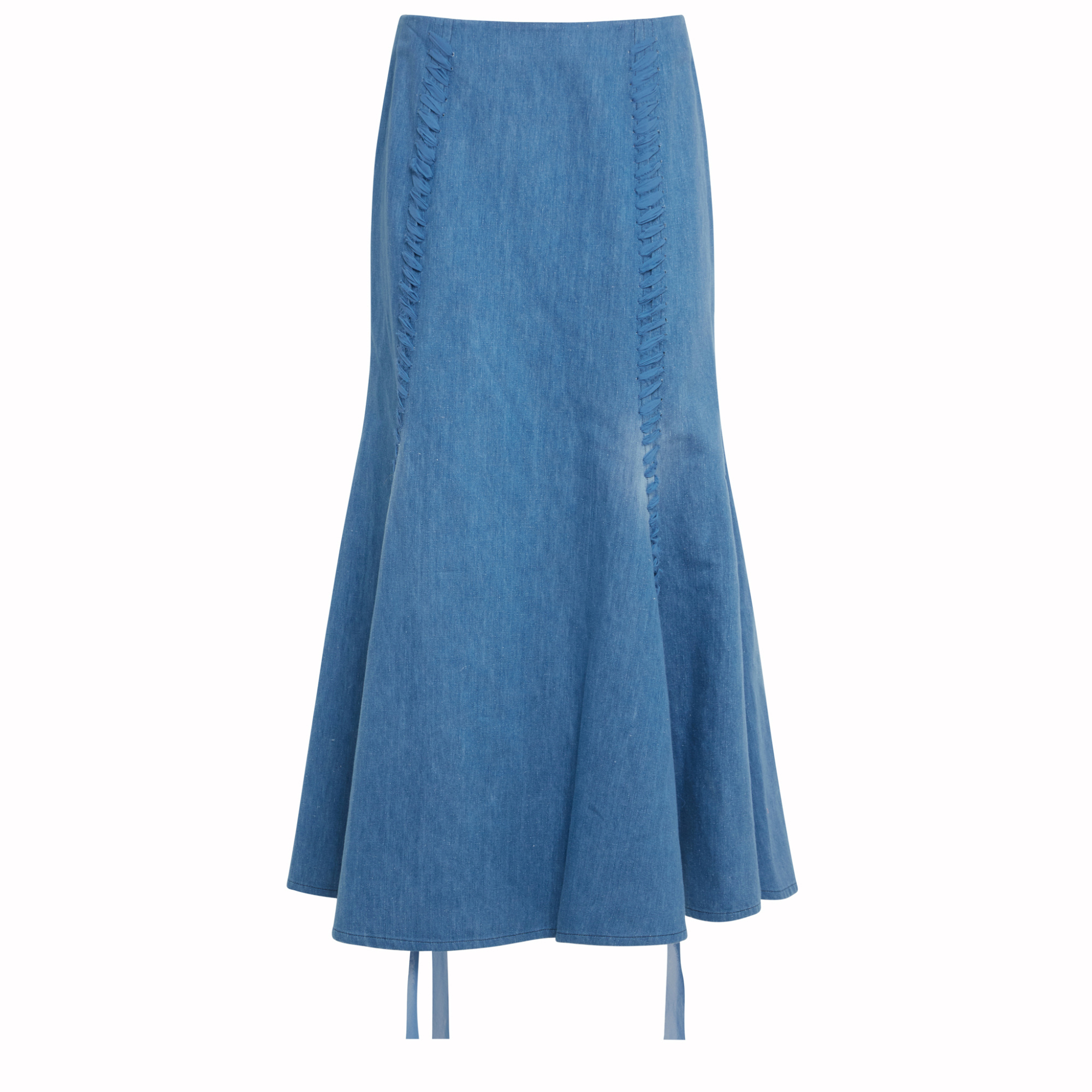 Gabriela Hearst Dion Cotton And Linen Midi Skirt In Blue
