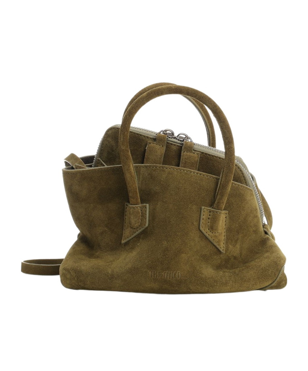 Attico La Passeggiata Mini Suede Handbags Green In Green