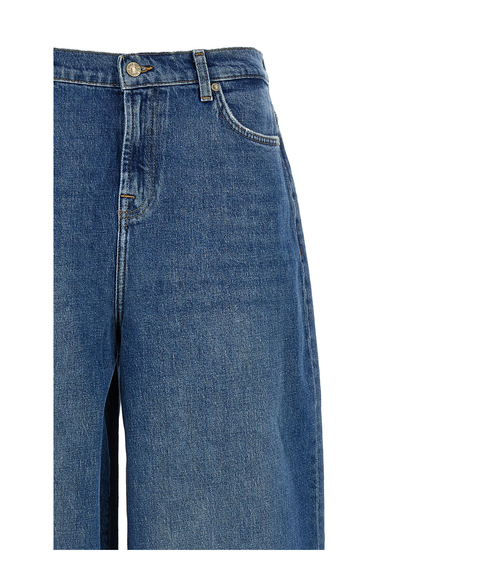 7 For All Mankind Wide Leg Denim Trousers With Five Pockets In Blue