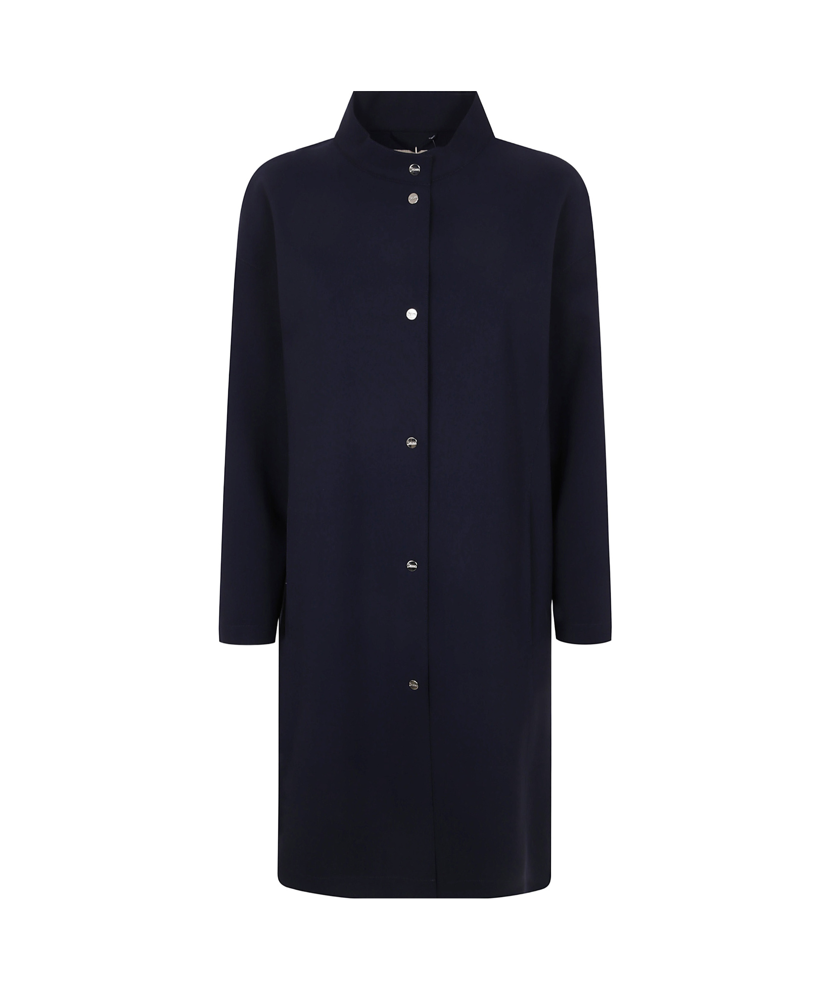 Herno Band-collar Buttoned Coat In Black