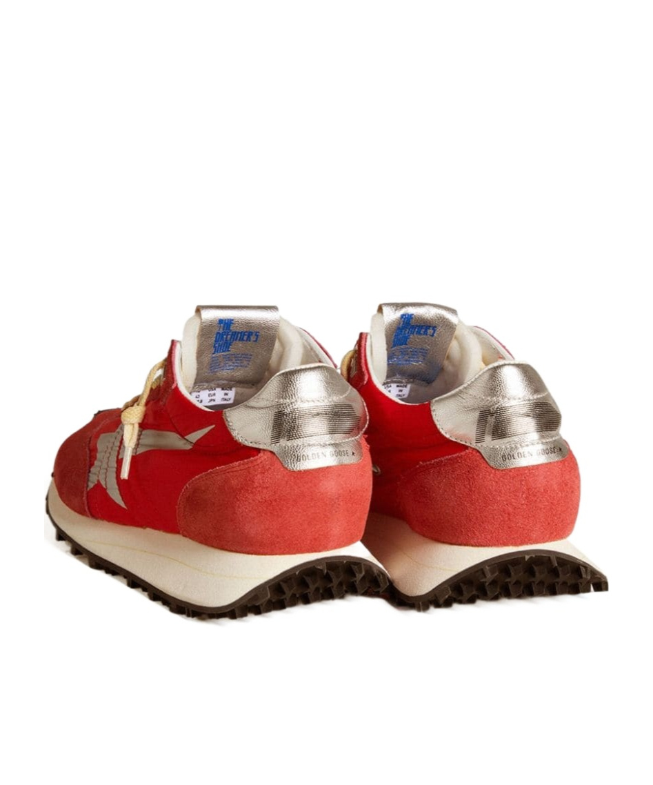 Golden Goose Marathon Sneakers With Red Nylon Upper And Silver Star Shoes In Red