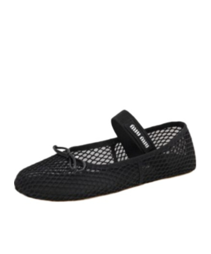 Miu Miu Mesh-design Ballet Flats In Black