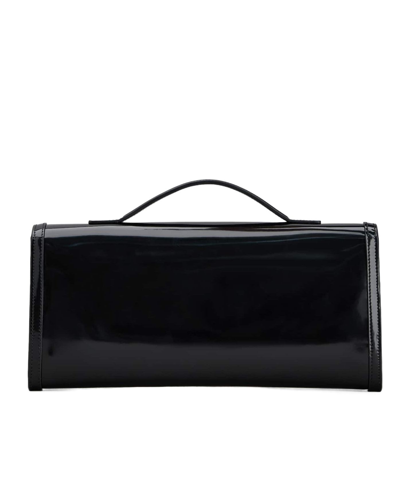 Roger Vivier Belle Vivier Shiny Leather Clutch In Black