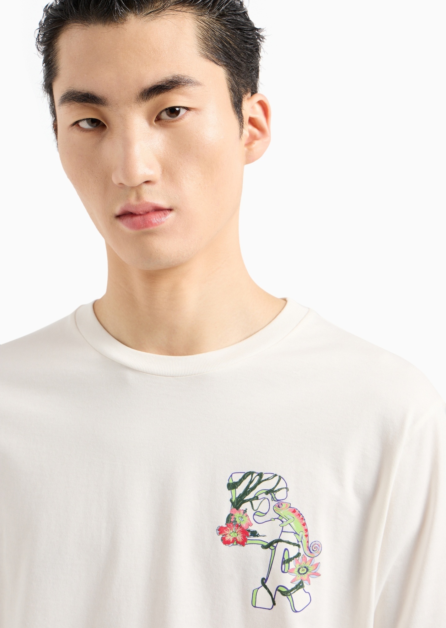 Emporio Armani Monogram-print Cotton T-shirt In White