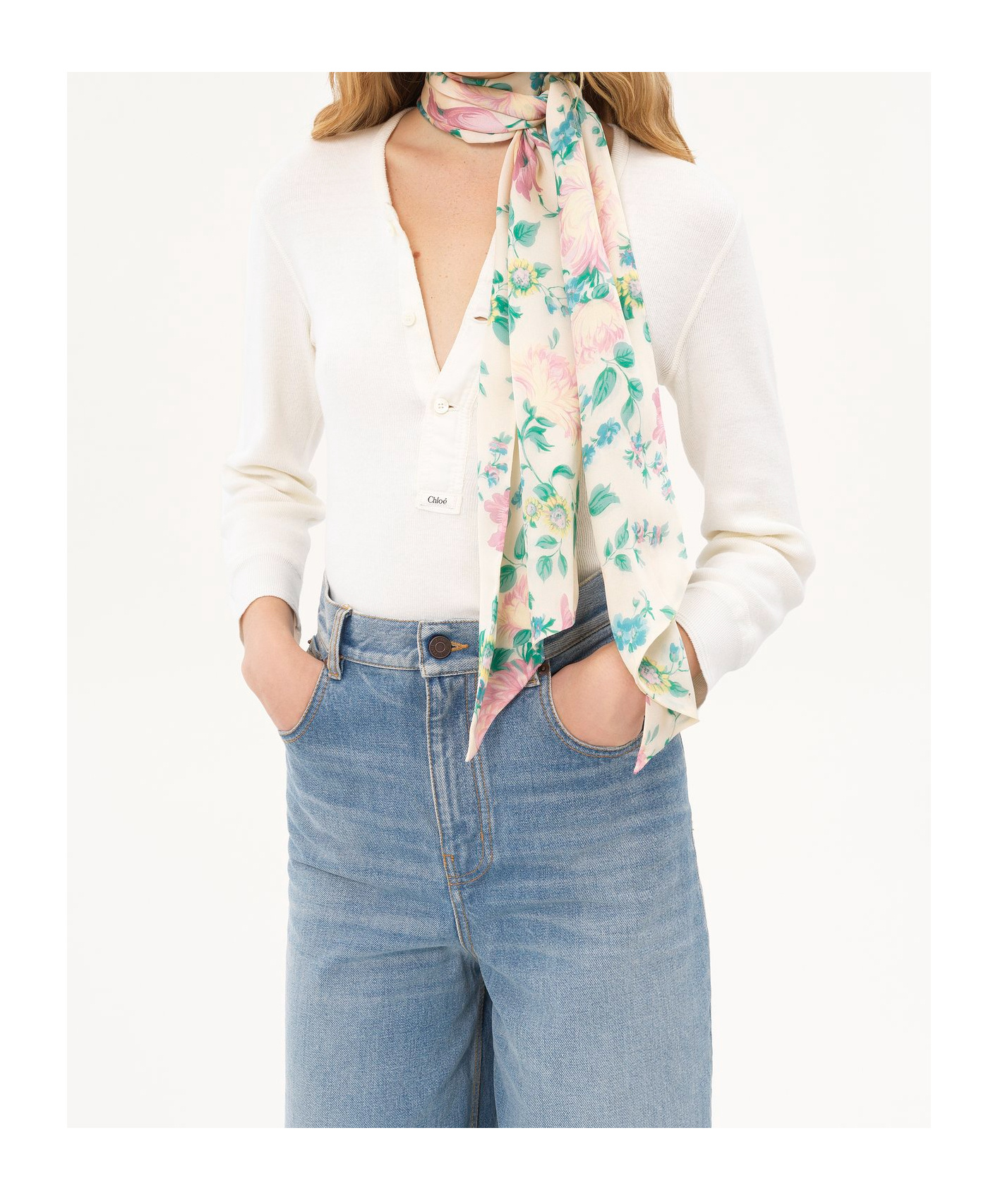 CHLOÉ PEONIES BANDEAU SCARF