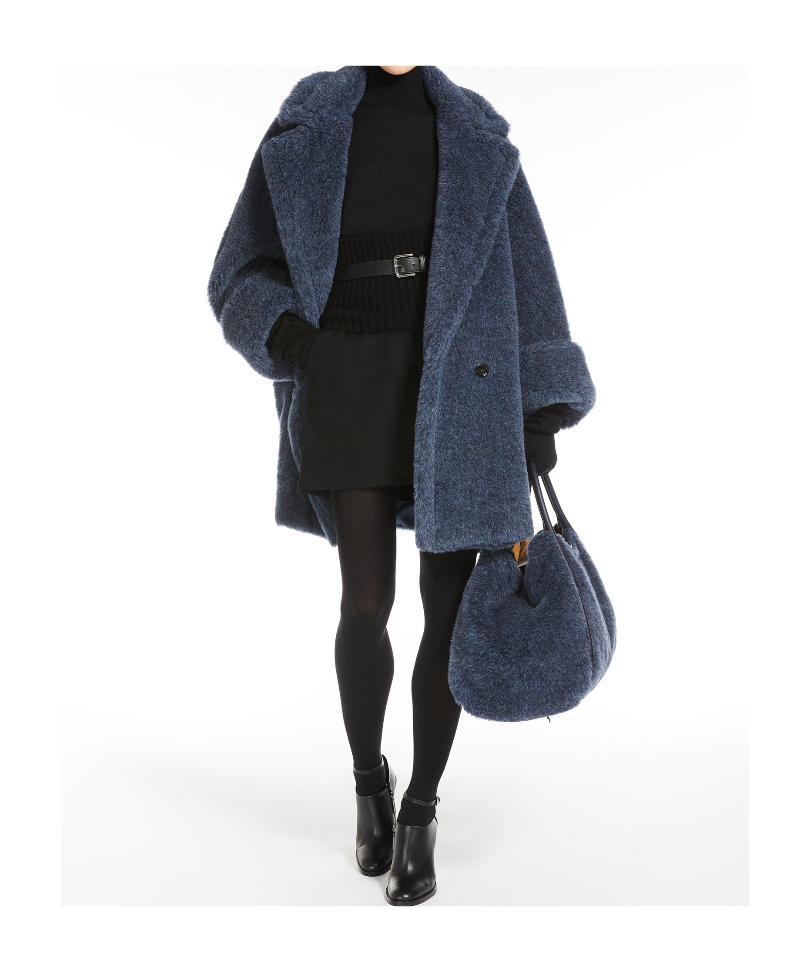 Max Mara Zebra Coat Navy In Black