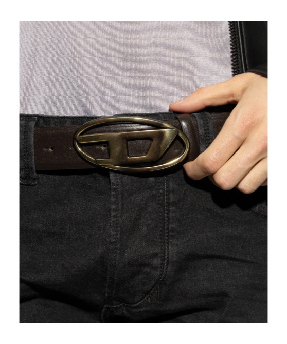 Diesel Oval D-logo Leather Belt