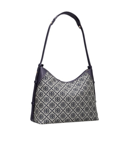 Tory Burch Shoulder Bag With Adaptable Strap And Logo Pattern In Blue