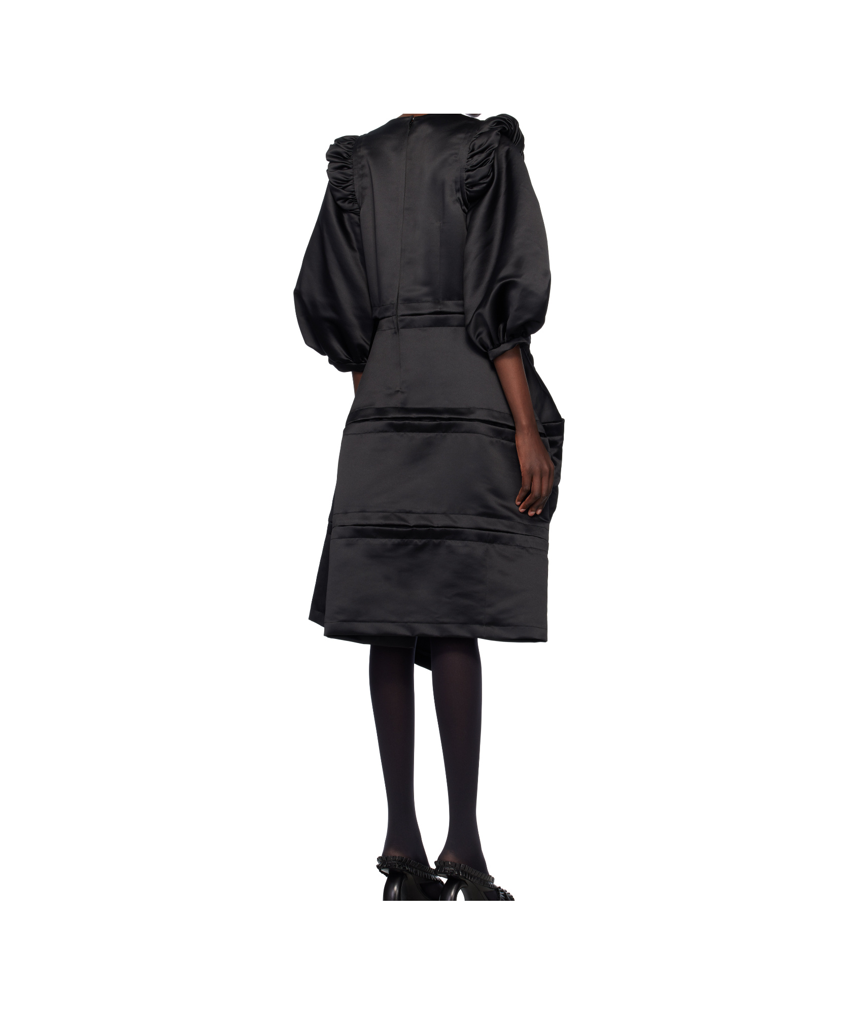 COMME DES GARÇONS BLACK POLYESTER SATIN THICK MIDI DRESS