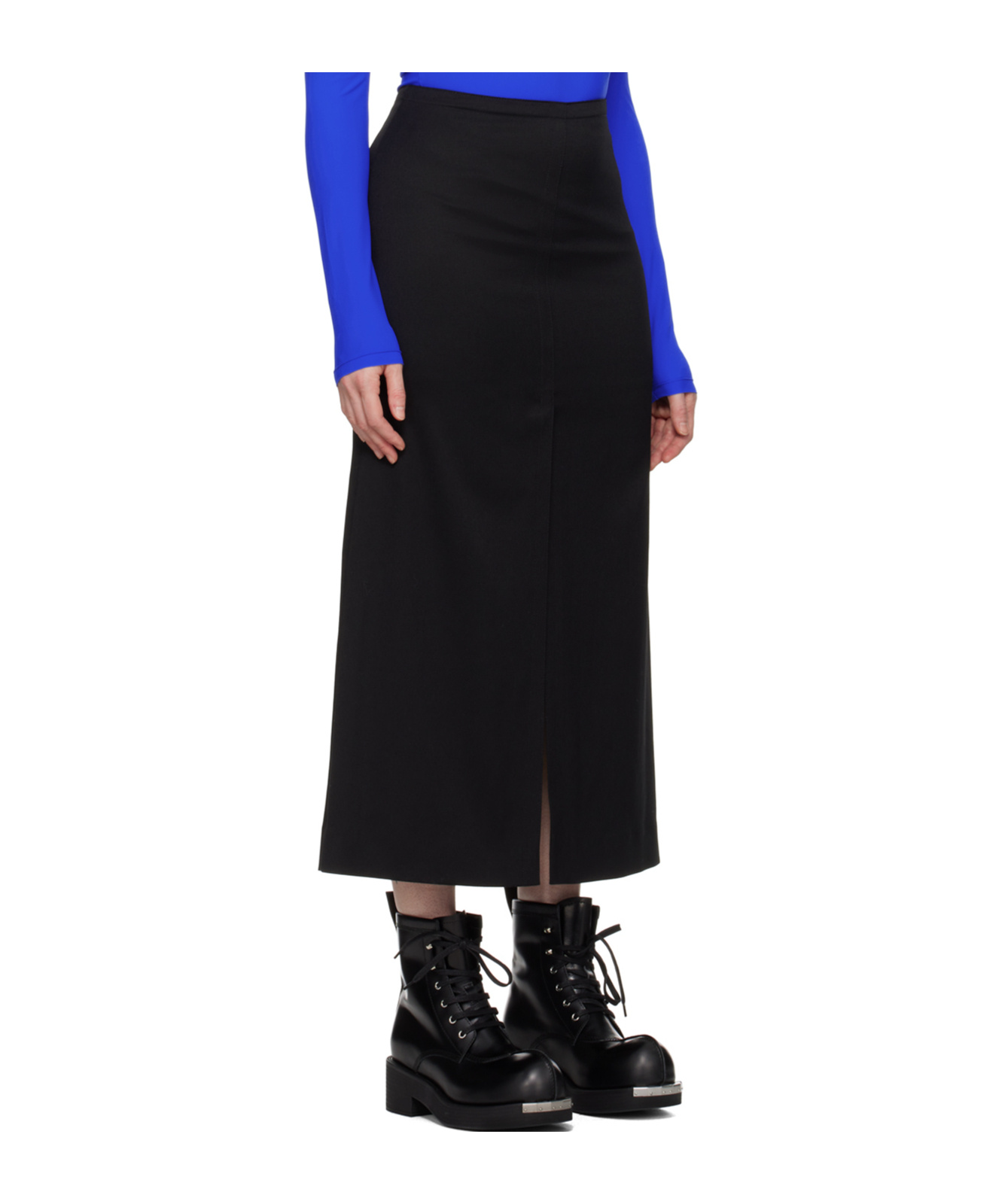 Shop Mm6 Maison Margiela High-waist Twill Midi Skirt In Black