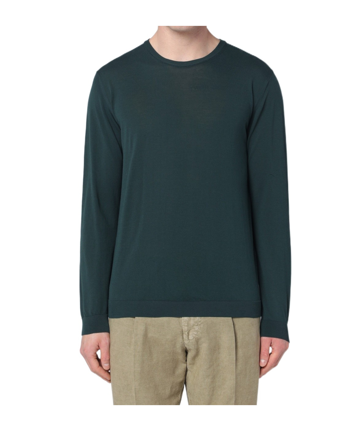 Roberto Collina Merino Wool Crewneck Sweater In Green