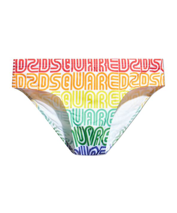 Dsquared2 Rainbow-logo Pattern Swimming Trunks In Multi