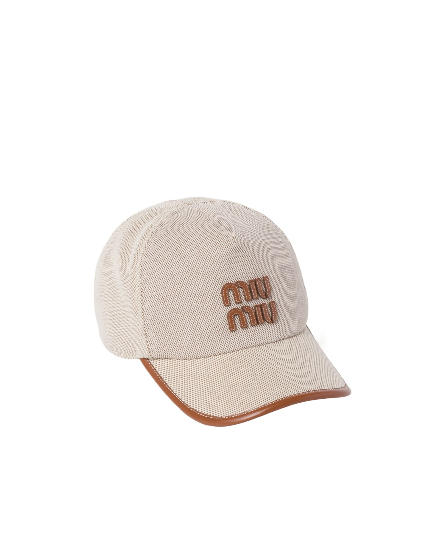 Shop Miu Miu Logo-patch Canvas Baseball Hat In Nude