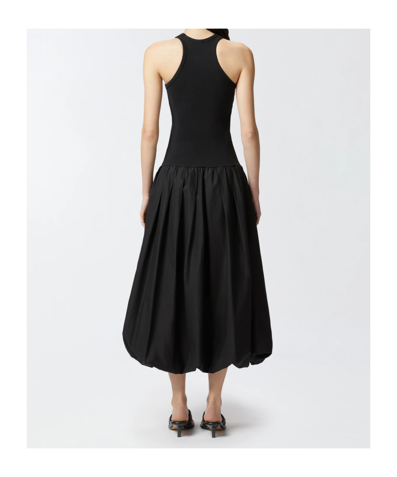 Pinko Balloon Skirt Midi Dress In Black