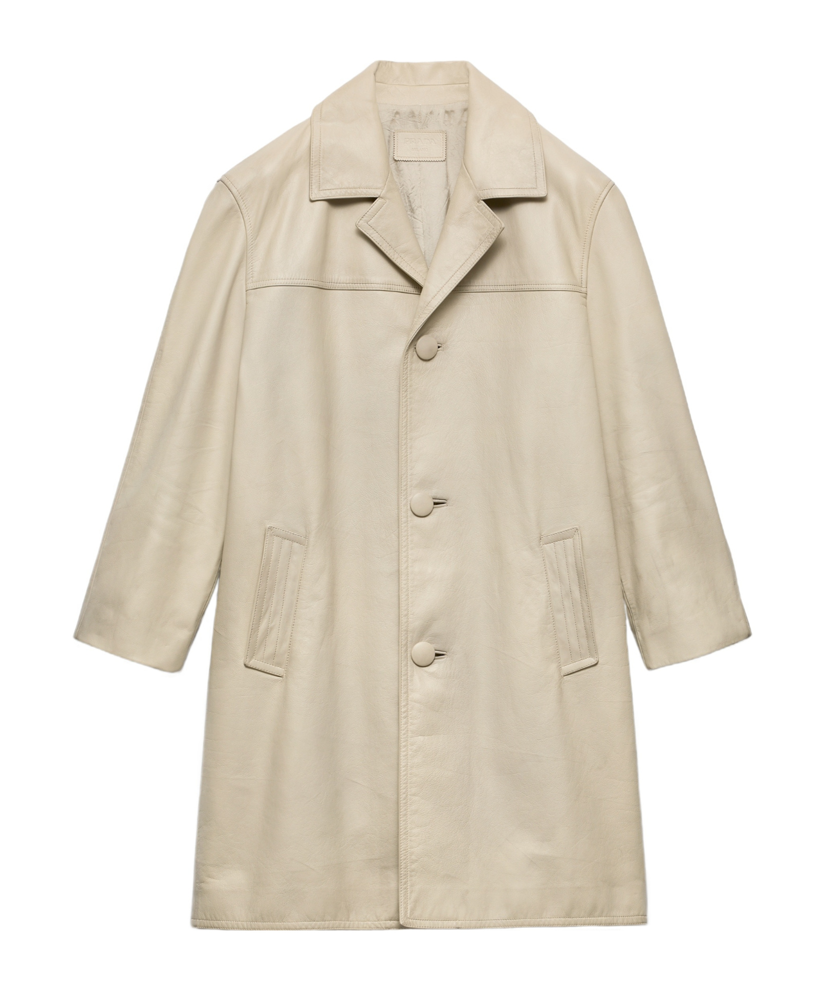 Prada Leather Coat In Neutral