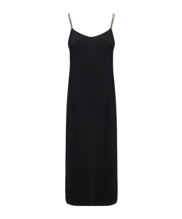 Lanvin Chain Embellished Strap Midi Dress In Black