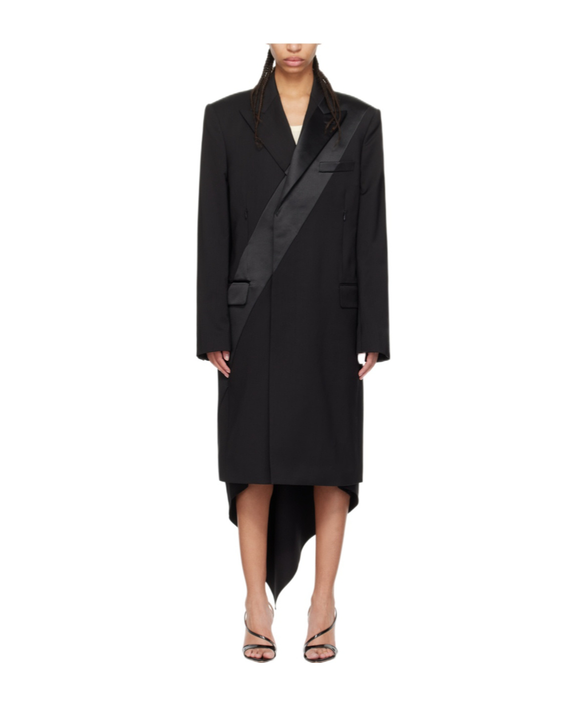 Helmut Lang Tuxedo Long-sleeved Coat In Black
