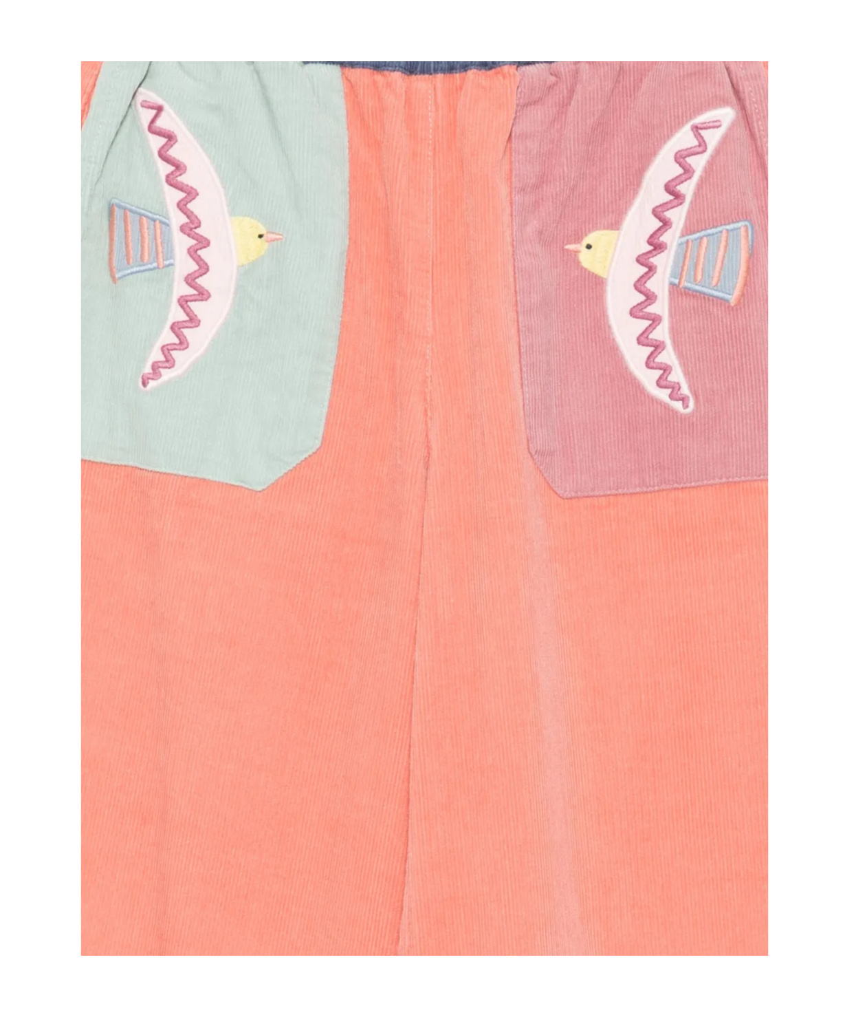 Stella Mccartney Bird-embroidered Corduroy Trousers In Pink