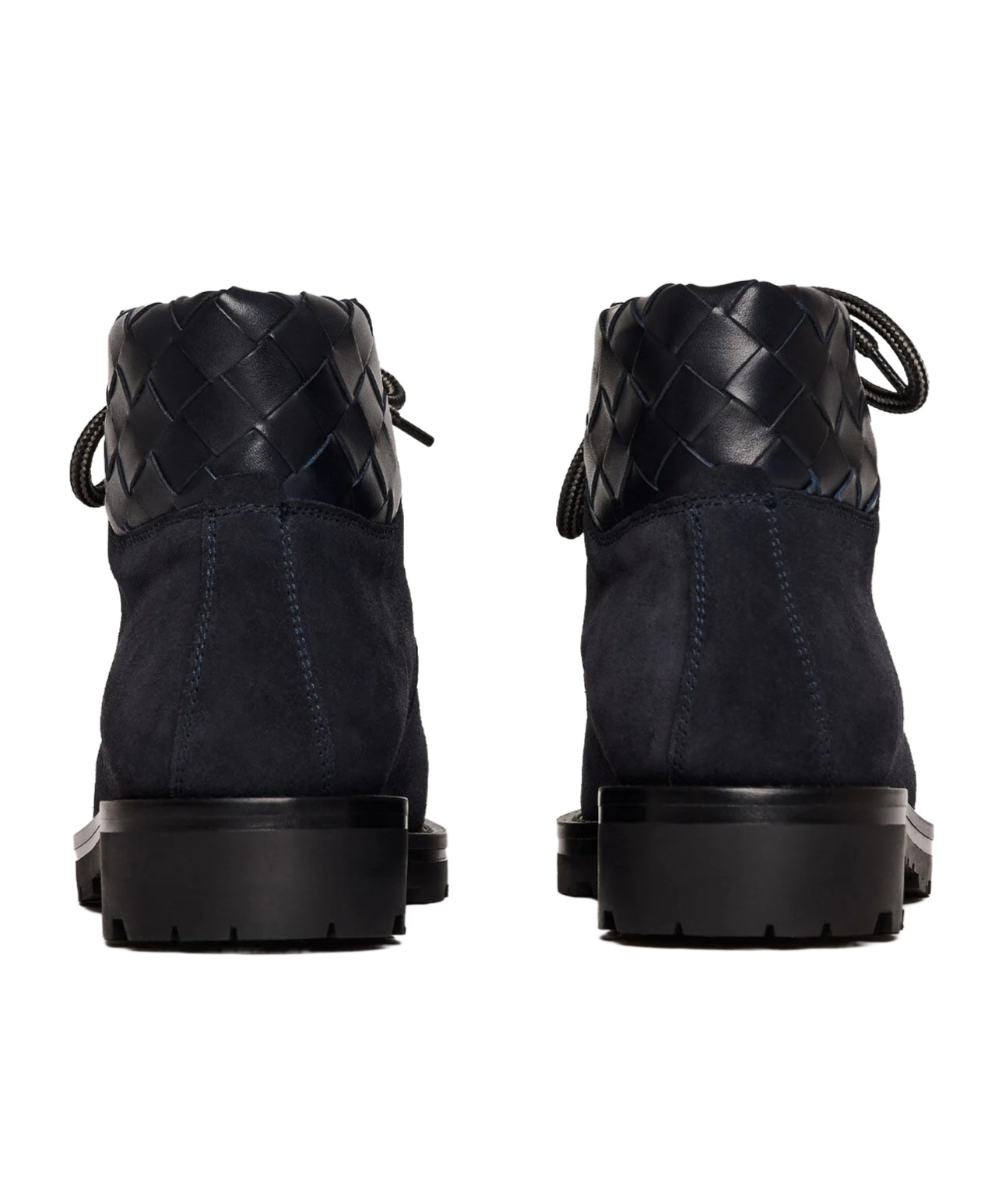 Scarosso Catherine Woven-panel Lace-up Boots In Black