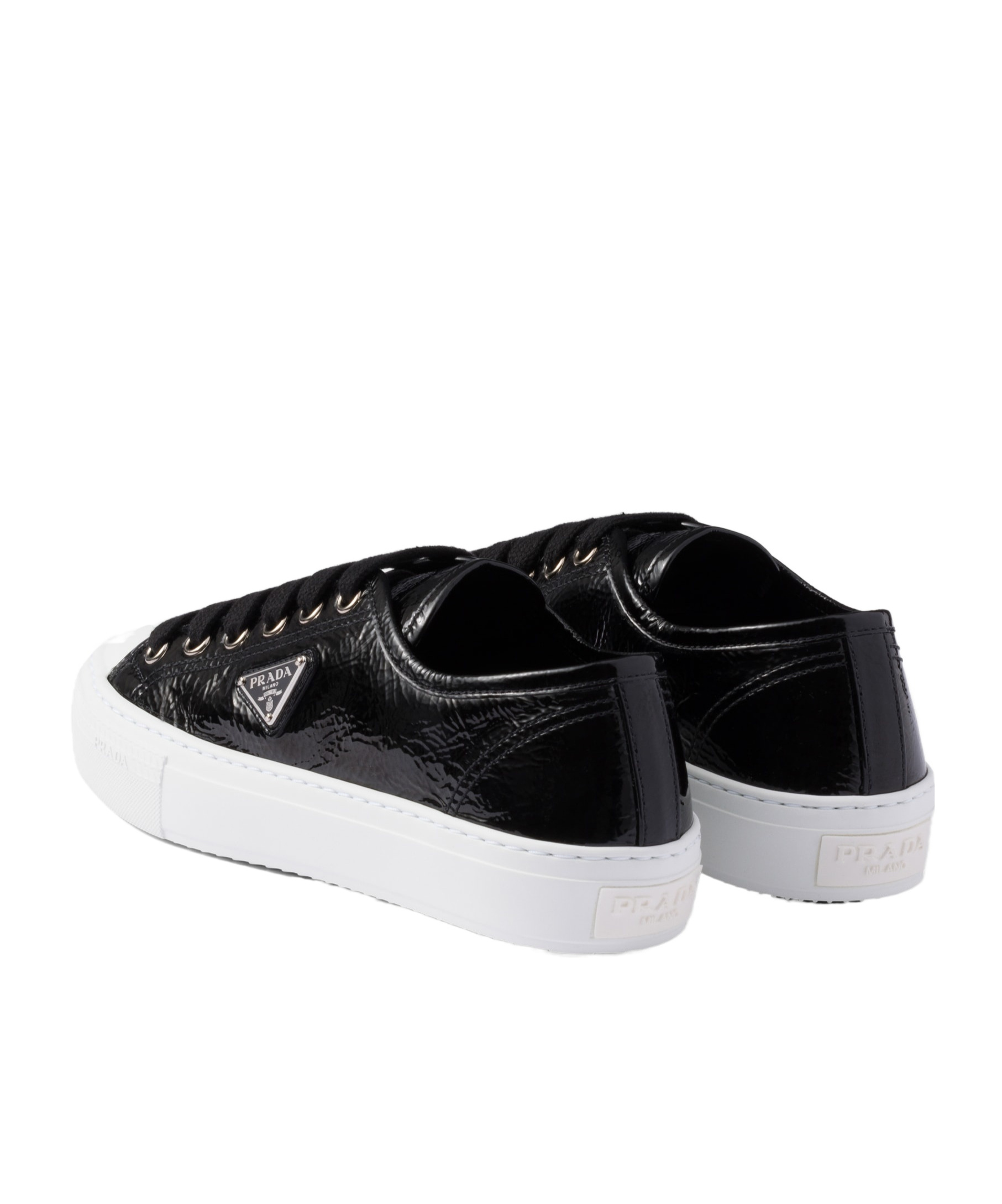 Prada Smash Naplak Leather Triangle Logo Low-top Sneakers In Black