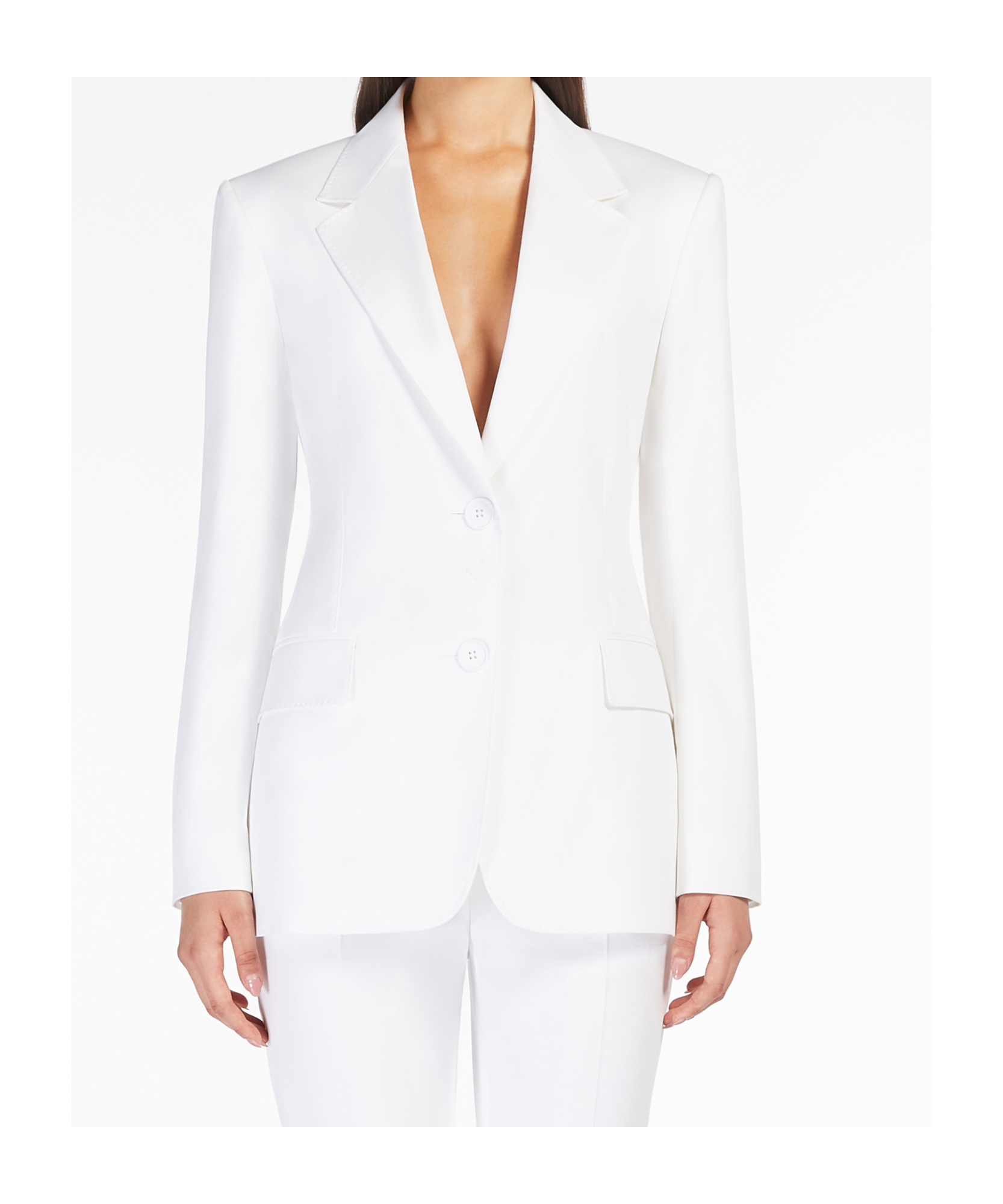 Max Mara Studio Yuppy Single-breasted Long-sleeved Blazer In White