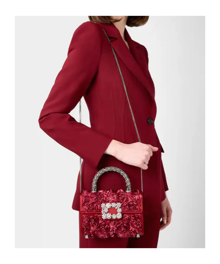 Roger Vivier Rose-embellishment Tote Bag In Red
