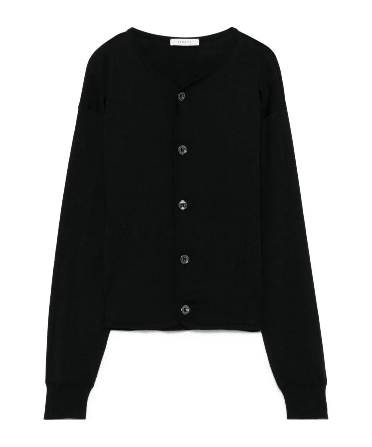 Lemaire Fein Gestrickter Cardigan In Black