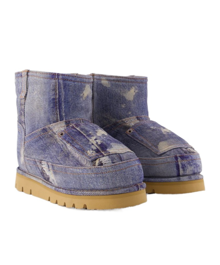 Acne Studios Logo Plaque Ankle Boots In Gray