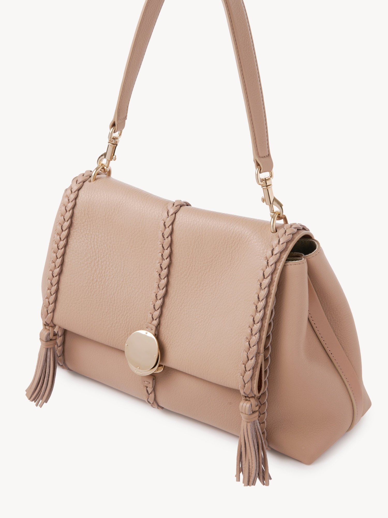 Chloé Medium Penelope Leather Shoulder Bag In Nude