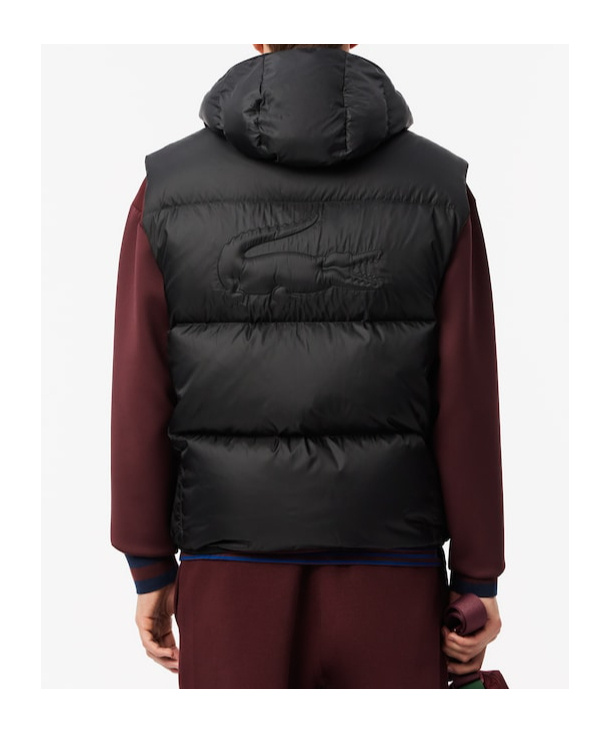 Lacoste Zippered Down Vest In Black