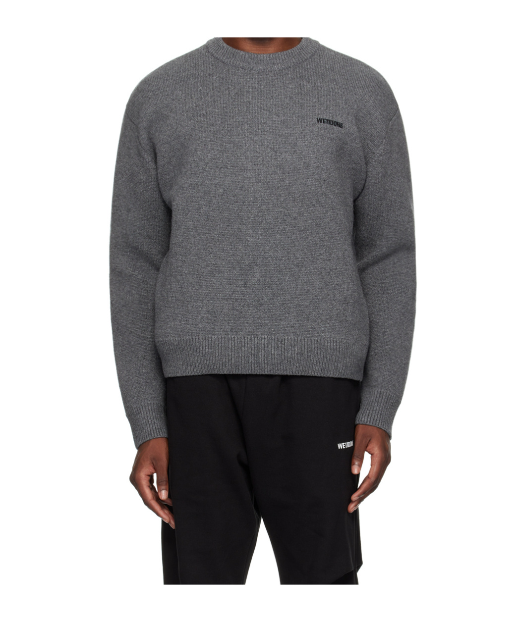We11 Done Gray Embroidered Sweater In Black
