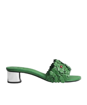 Dior Bloom Heeled Slide In Green