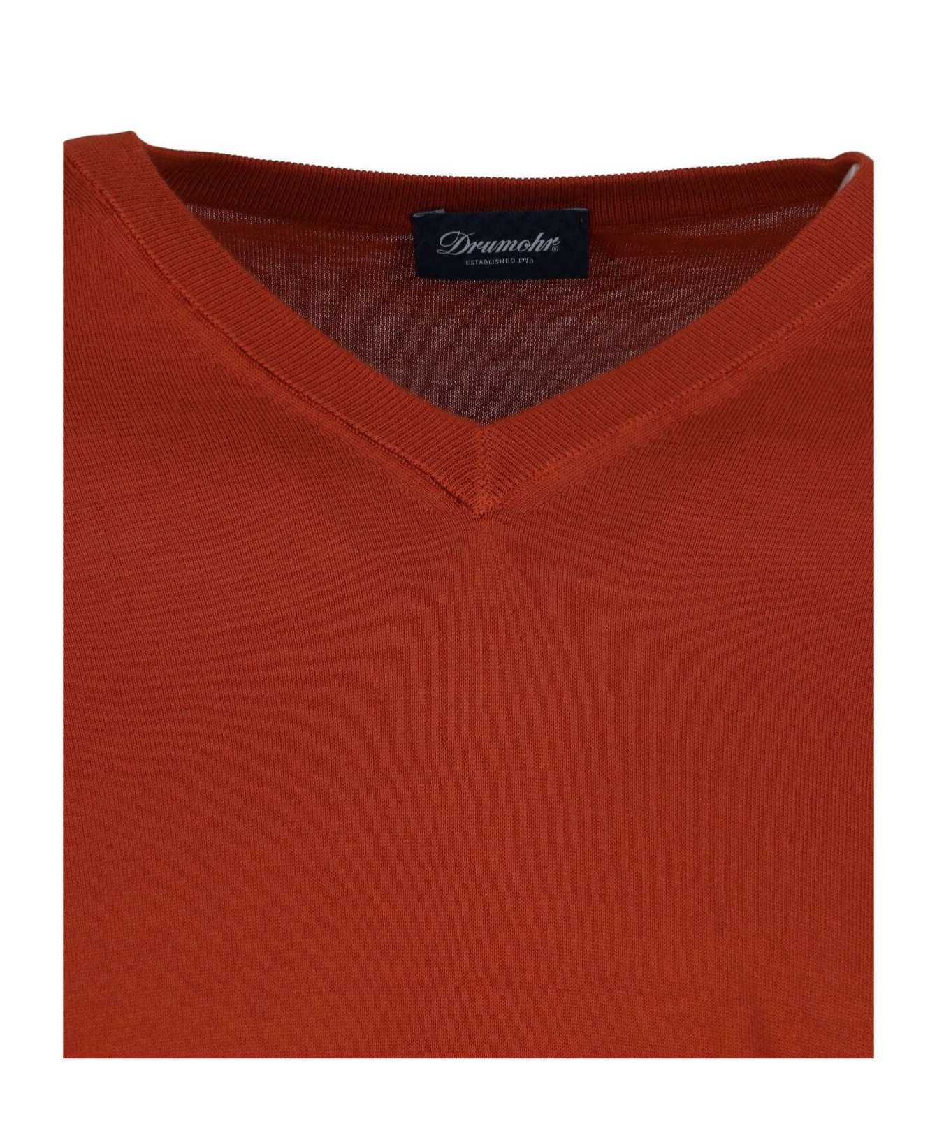 Drumohr Ribbed V-neck Sweater With Long Sleeves In Orange