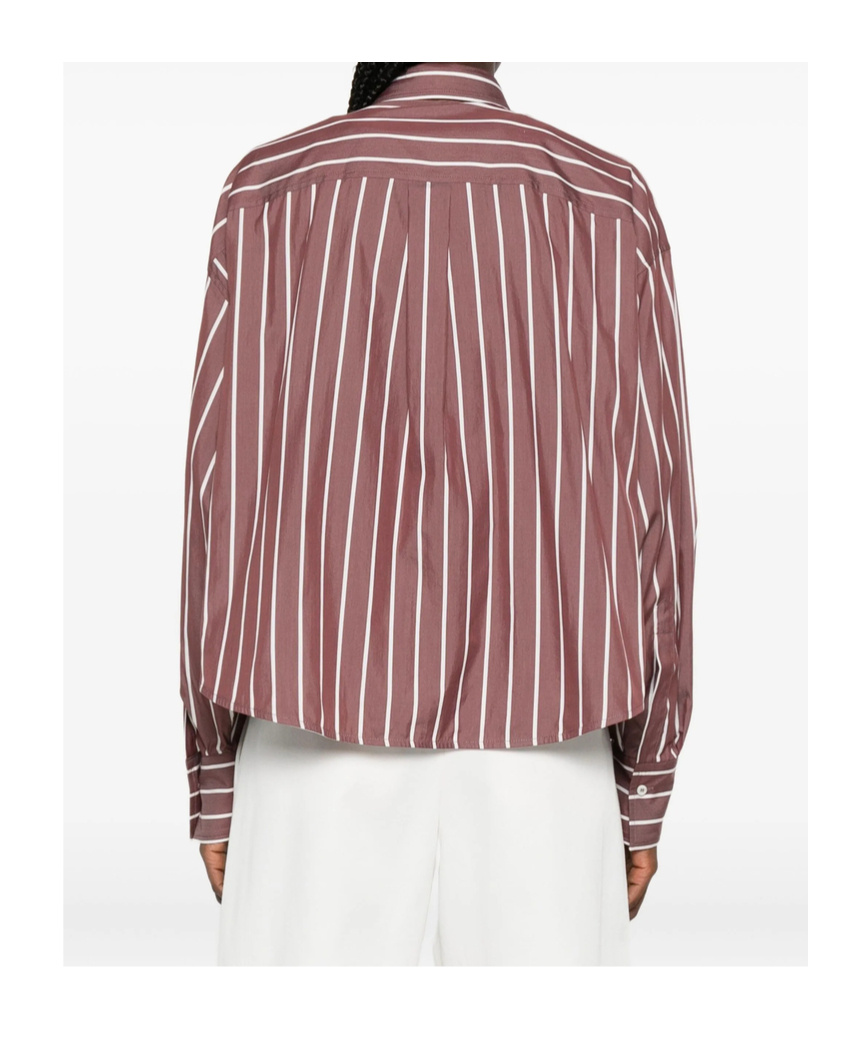 Brunello Cucinelli Striped Tie-neck Top In Gold