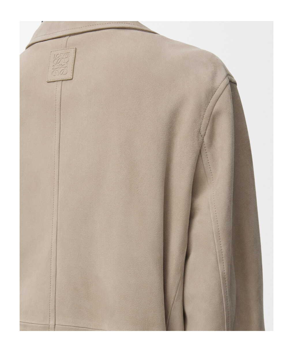 Loewe Belted Jacket In Suede Goatskin In Pink
